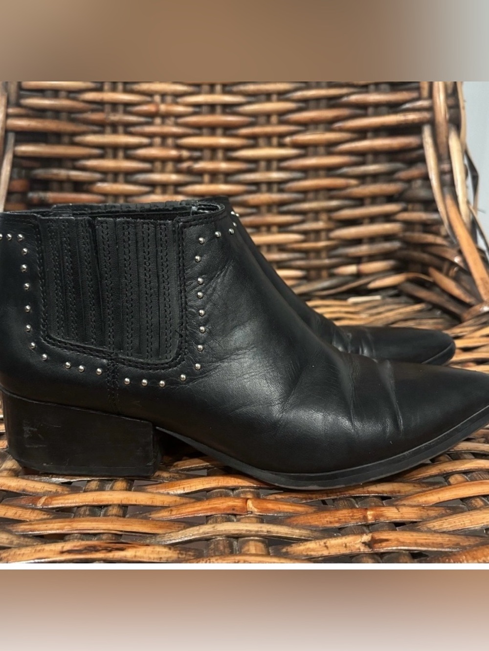 Marc Fisher Black Ankle Boots with Stud Accents in size 6.5